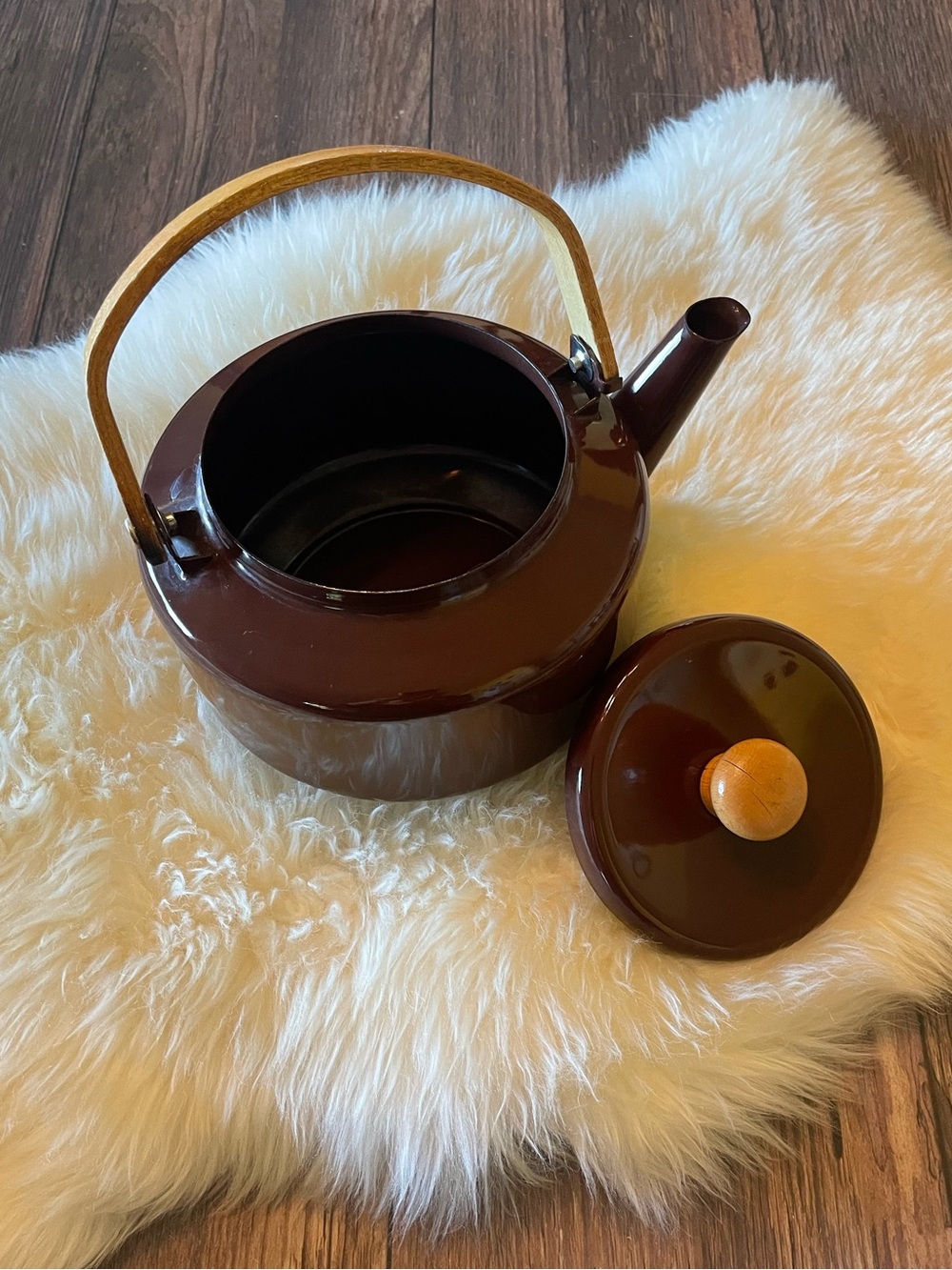 MCM Enamel Tea Kettle with Teak handle